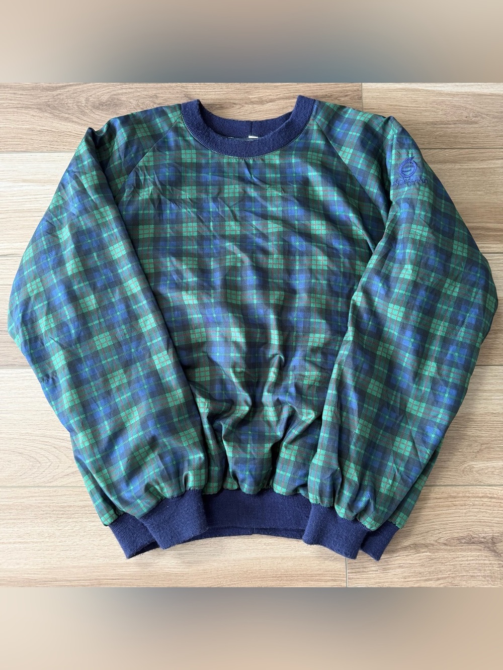 Sunderland of Scotland Plaid Tartan Classic Pullover Windbreaker size L Pockets